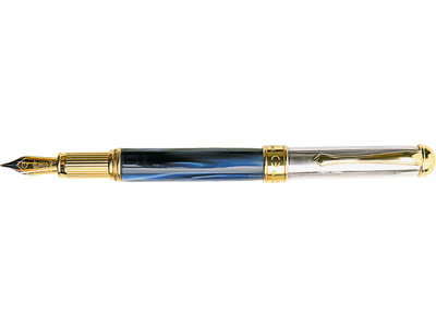 Ручка перьевая Cesare Emiliano серебр. и синий перламутр в футляре